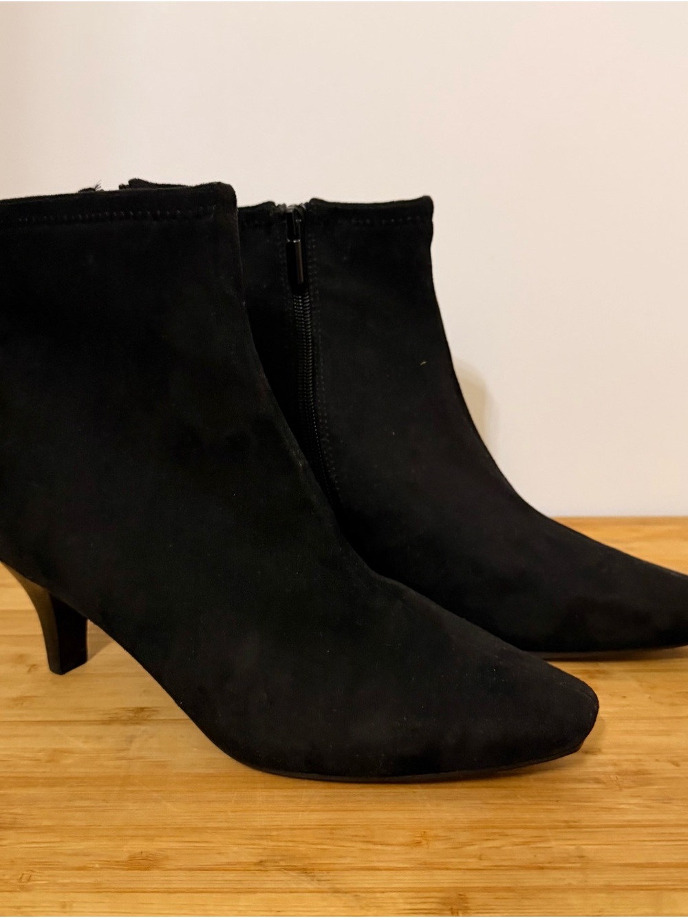 Impo Black Suede Ankle Booties with Side Zip